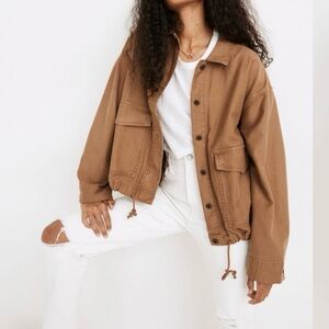 Madewell Drawstring Military Shirt Jacket M Brown